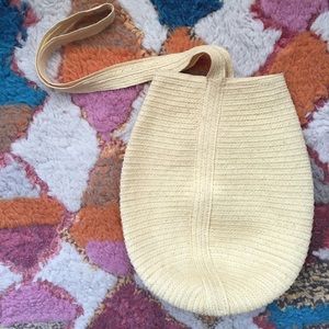 Deep bottom woven straw market satchel